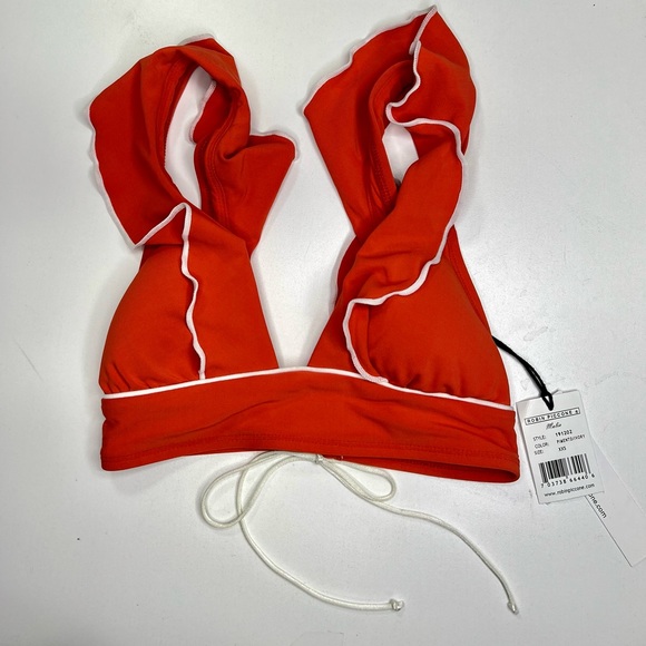 Robin Piccone Malia Ruffle Swim Bikini Top New With Tags XXS - Picture 5 of 8
